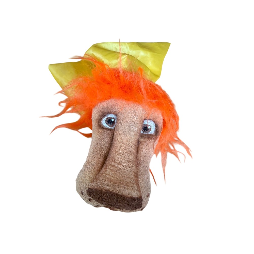 Vintage Lion Hand Puppet Orange Mane Yellow Bow Foam Head Unbranded Plush Puppet